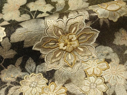 平和屋着物＊夏物　六通柄袋帯　刺繍　草花文　金銀彩　正絹　逸品　CABH5789rv