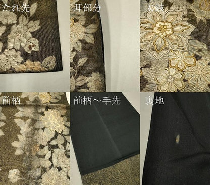 平和屋着物＊夏物　六通柄袋帯　刺繍　草花文　金銀彩　正絹　逸品　CABH5789rv