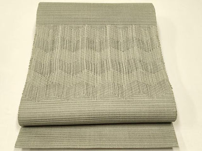 平和屋着物＊夏物　八寸名古屋帯　絽綴れ　横段文　灰汁色　正絹　逸品　未使用　CABH5792rv
