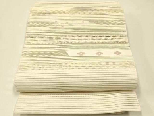 平和屋着物＊夏物　八寸名古屋帯　絽綴れ　横段文　正絹　逸品　CABH5793rv