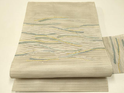 平和屋着物＊夏物　八寸名古屋帯　絽綴れ　立波文　金銀糸　正絹　逸品　CABH5794rv