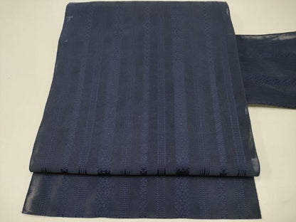 平和屋着物＊夏物　本場筑前博多織　八寸名古屋帯　紗献上　濃紺　正絹　逸品　CABH5795rv