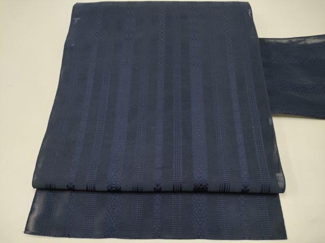 平和屋着物＊夏物　本場筑前博多織　八寸名古屋帯　紗献上　濃紺　正絹　逸品　CABH5795rv