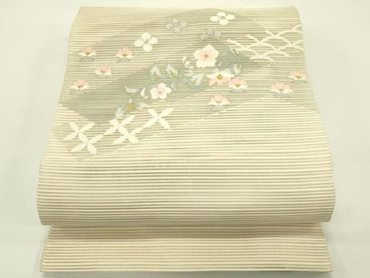 平和屋着物＊夏物　八寸名古屋帯　絽綴れ　草花文　金銀糸　正絹　逸品　CABH5798rv