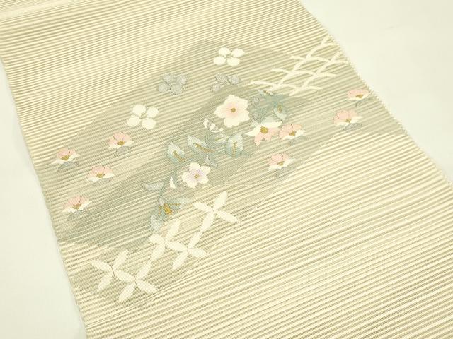 平和屋着物＊夏物　八寸名古屋帯　絽綴れ　草花文　金銀糸　正絹　逸品　CABH5798rv