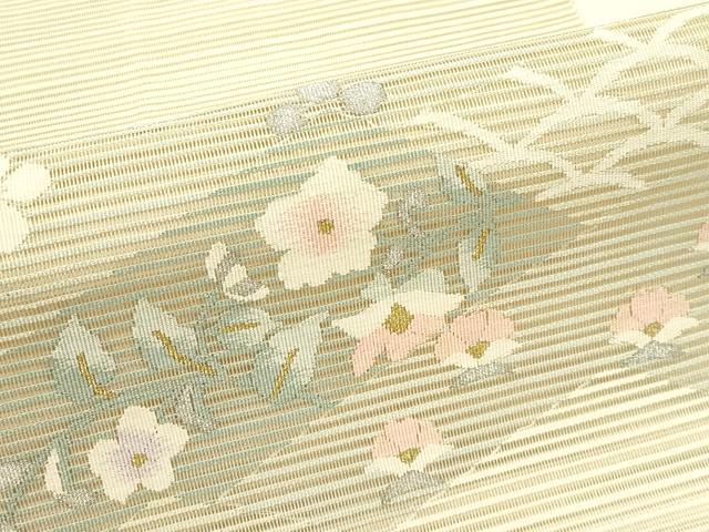 平和屋着物＊夏物　八寸名古屋帯　絽綴れ　草花文　金銀糸　正絹　逸品　CABH5798rv