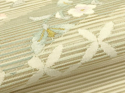 平和屋着物＊夏物　八寸名古屋帯　絽綴れ　草花文　金銀糸　正絹　逸品　CABH5798rv