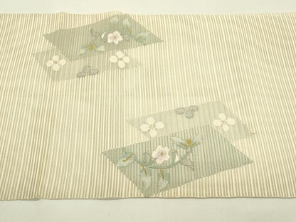 平和屋着物＊夏物　八寸名古屋帯　絽綴れ　草花文　金銀糸　正絹　逸品　CABH5798rv