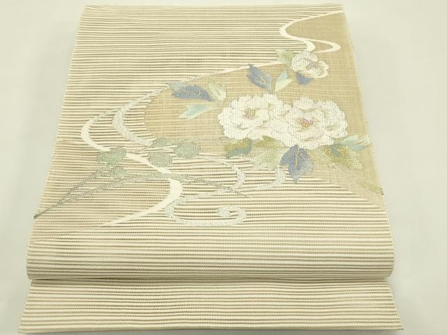 平和屋着物＊夏物　八寸名古屋帯　絽綴れ　牡丹　金銀糸　正絹　逸品　CABH5799rv