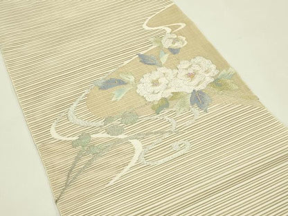 平和屋着物＊夏物　八寸名古屋帯　絽綴れ　牡丹　金銀糸　正絹　逸品　CABH5799rv