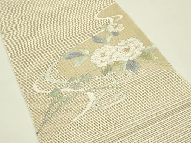 平和屋着物＊夏物　八寸名古屋帯　絽綴れ　牡丹　金銀糸　正絹　逸品　CABH5799rv