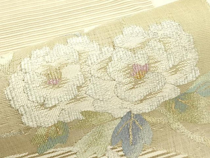 平和屋着物＊夏物　八寸名古屋帯　絽綴れ　牡丹　金銀糸　正絹　逸品　CABH5799rv