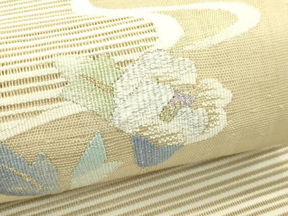 平和屋着物＊夏物　八寸名古屋帯　絽綴れ　牡丹　金銀糸　正絹　逸品　CABH5799rv