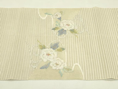 平和屋着物＊夏物　八寸名古屋帯　絽綴れ　牡丹　金銀糸　正絹　逸品　CABH5799rv