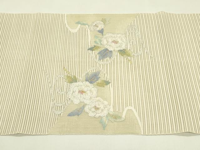 平和屋着物＊夏物　八寸名古屋帯　絽綴れ　牡丹　金銀糸　正絹　逸品　CABH5799rv