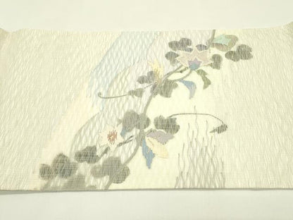 平和屋着物＊夏物 太鼓柄袋帯 すくい織 葡萄蔦の葉草花文 金銀糸 正絹 逸品 CABH5802rv