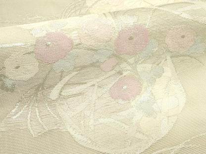 平和屋着物＊夏物　六通柄袋帯　花籠文　銀糸　正絹　逸品　CABH5803rv
