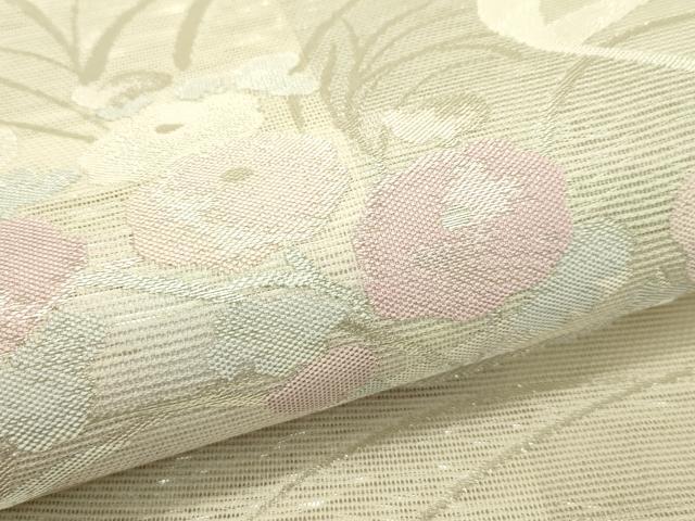 平和屋着物＊夏物　六通柄袋帯　花籠文　銀糸　正絹　逸品　CABH5803rv