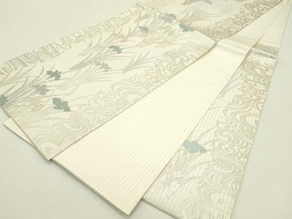 平和屋着物＊夏物 六通柄袋帯 唐織 杜若 銀糸 正絹 逸品 CABH5807rv
