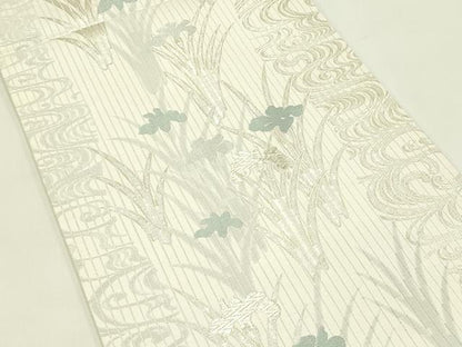 平和屋着物＊夏物 六通柄袋帯 唐織 杜若 銀糸 正絹 逸品 CABH5807rv