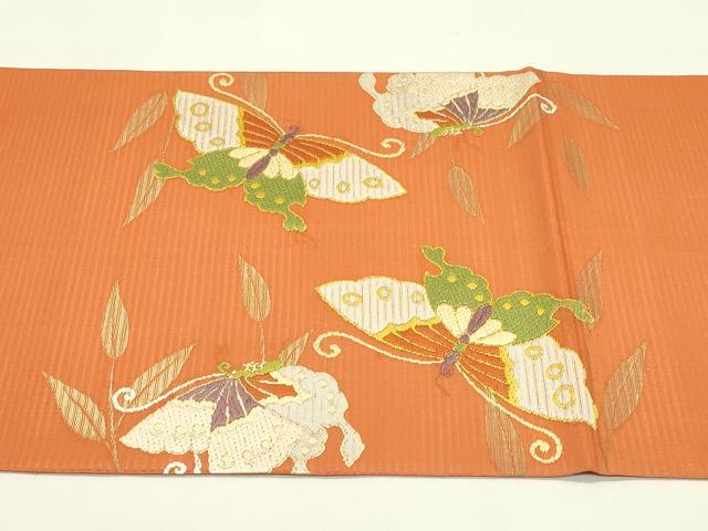 平和屋着物＊夏物 六通柄袋帯 唐織 舞蝶文 金糸 正絹 逸品 CABH5809rv