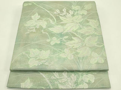 平和屋着物＊夏物　九寸開き名古屋帯　草花文　銀糸　正絹　逸品　CABH5812rv