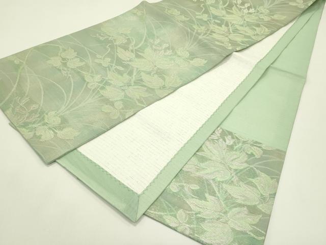 平和屋着物＊夏物　九寸開き名古屋帯　草花文　銀糸　正絹　逸品　CABH5812rv
