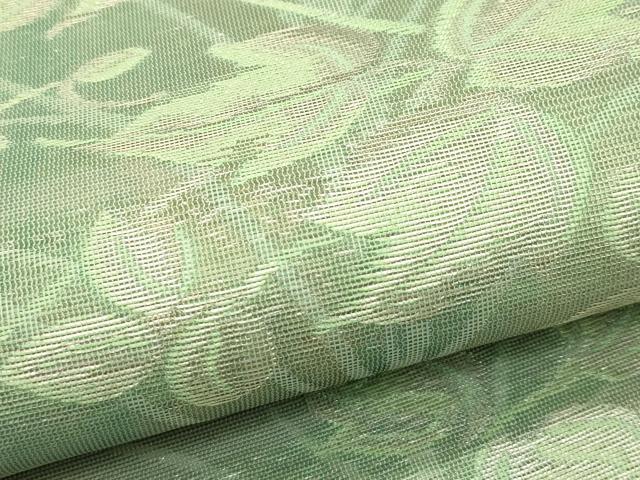 平和屋着物＊夏物　九寸開き名古屋帯　草花文　銀糸　正絹　逸品　CABH5812rv