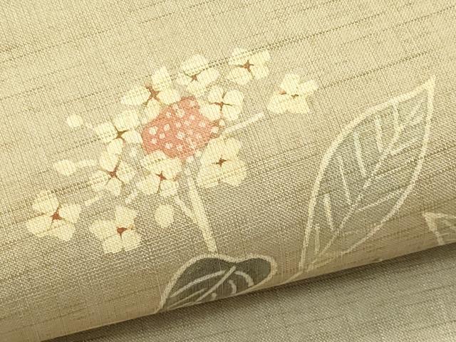 平和屋着物＊夏物　九寸名古屋帯　型染め　紫陽花　麻　逸品　CABH5815rv