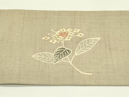 平和屋着物＊夏物　九寸名古屋帯　型染め　紫陽花　麻　逸品　CABH5815rv