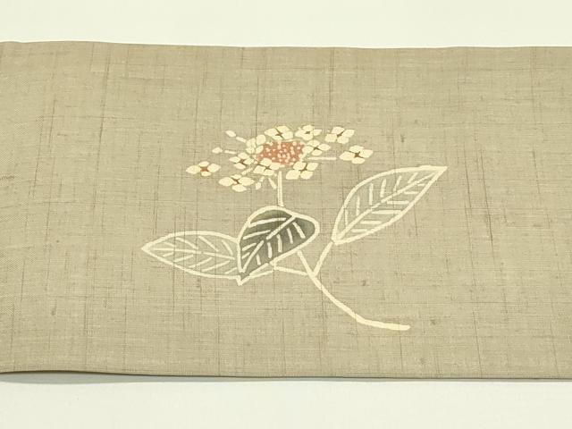 平和屋着物＊夏物　九寸名古屋帯　型染め　紫陽花　麻　逸品　CABH5815rv