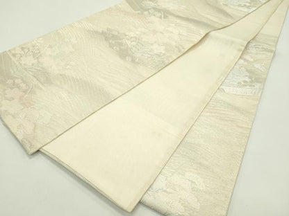 平和屋着物＊夏物 六通柄袋帯 秋草筏文 銀糸 正絹 逸品 CABH5817rv
