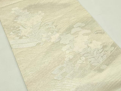 平和屋着物＊夏物 六通柄袋帯 秋草筏文 銀糸 正絹 逸品 CABH5817rv