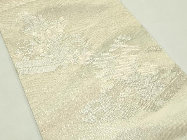 平和屋着物＊夏物 六通柄袋帯 秋草筏文 銀糸 正絹 逸品 CABH5817rv