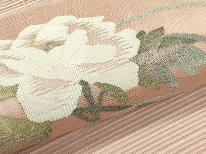 平和屋着物＊夏物　八寸名古屋帯　絽綴れ　地紙牡丹文　正絹　逸品　CABH5822rv