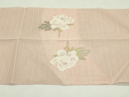 平和屋着物＊夏物　八寸名古屋帯　絽綴れ　地紙牡丹文　正絹　逸品　CABH5822rv