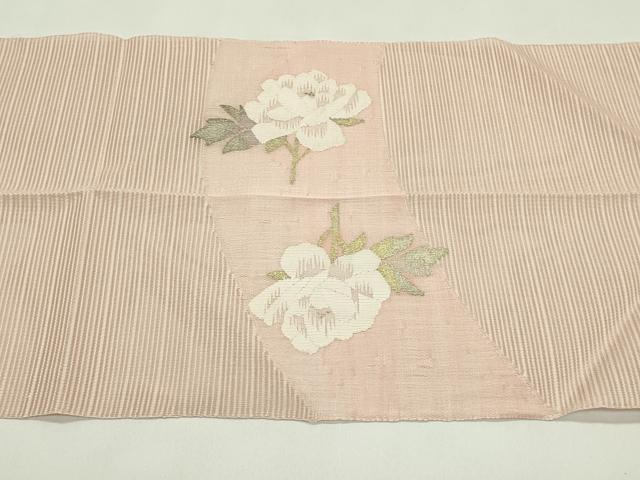 平和屋着物＊夏物　八寸名古屋帯　絽綴れ　地紙牡丹文　正絹　逸品　CABH5822rv