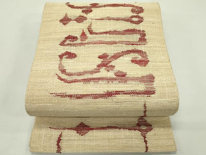 平和屋着物＊夏物　八寸名古屋帯　幾何学文様　正絹　逸品　CABH5825rv