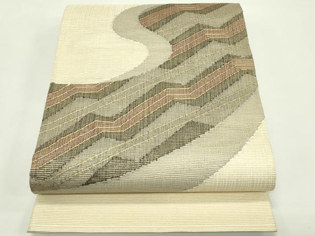平和屋着物＊夏物 太鼓柄袋帯 櫛織 抽象文 金糸 正絹 逸品 CABH5827rv