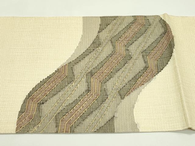 平和屋着物＊夏物 太鼓柄袋帯 櫛織 抽象文 金糸 正絹 逸品 CABH5827rv