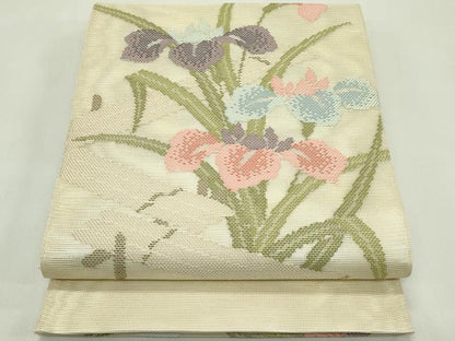平和屋着物＊夏物 太鼓柄袋帯 杜若 正絹 逸品 未使用 CABH5829rv