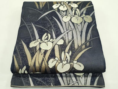 平和屋着物＊夏物 六通柄袋帯 杜若 金銀糸 正絹 逸品 CABH5830rv