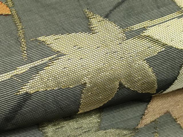 平和屋着物＊夏物　九寸開き名古屋帯　楓　金糸　正絹　逸品　CABH5832rv
