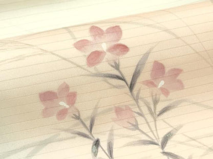 平和屋着物＊夏物　絽塩瀬　九寸名古屋帯　手描き　草花文　銀彩　正絹　逸品　未使用　CABH5833rv