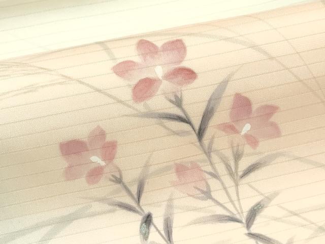 平和屋着物＊夏物　絽塩瀬　九寸名古屋帯　手描き　草花文　銀彩　正絹　逸品　未使用　CABH5833rv