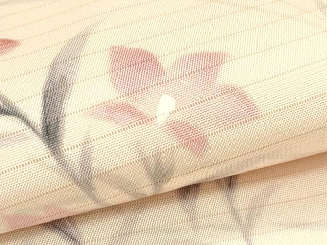 平和屋着物＊夏物　絽塩瀬　九寸名古屋帯　手描き　草花文　銀彩　正絹　逸品　未使用　CABH5833rv