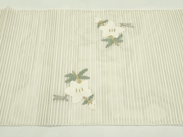 平和屋着物＊夏物　八寸名古屋帯　絽綴れ　枝花文　金銀糸　正絹　逸品　未使用　CABH5836rv