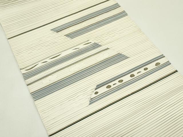 平和屋着物＊夏物　八寸名古屋帯　絽綴れ　花霞文　金糸　正絹　逸品　CABH5837rv