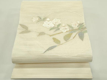平和屋着物＊夏物　八寸名古屋帯　絽綴れ　枝花文　金銀糸　正絹　逸品　CABH5838rv