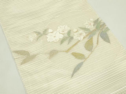 平和屋着物＊夏物　八寸名古屋帯　絽綴れ　枝花文　金銀糸　正絹　逸品　CABH5838rv